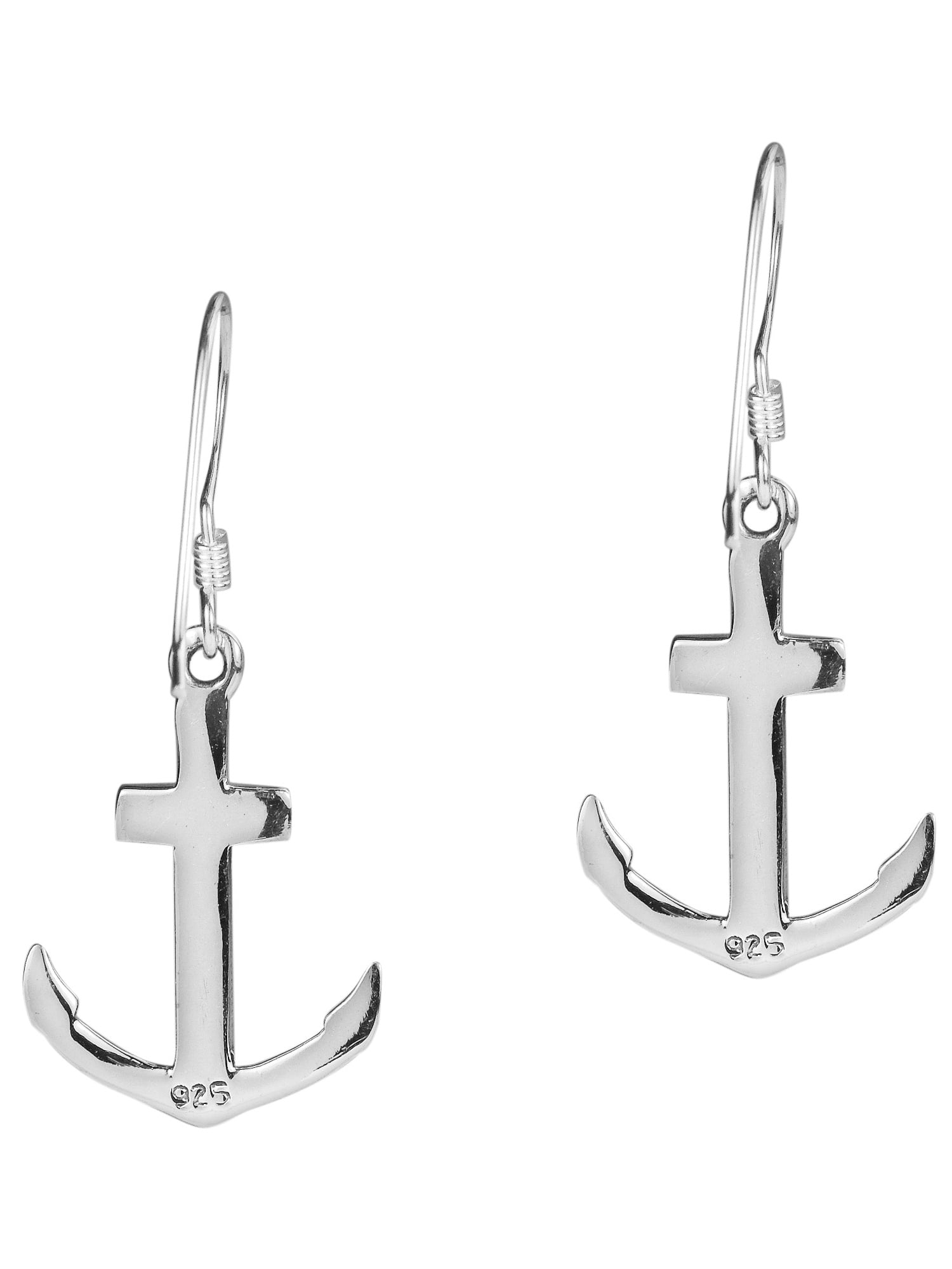 Stylish Nautical Themed Anchor Sterling Silver Dangle Earrings