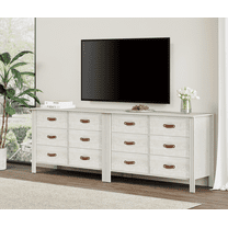 2 PCS White Dresser for Bedroom, Large Wooden Dresser with 12 Drawers, Classic Storage Cabinet for Living Room