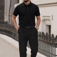 thumbnail image 4 of Breeze Polo Shirts for Men Beer Belly Wearbreeze Short Sleeve Collared Textured Casual Golf Shirt Quick Dry 2026 Black XL, 4 of 8