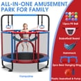 thumbnail image 5 of XMIKA Trampoline for Kids, 66'' Toddler Trampoline with Enclosure, Swing, Basketball Hoop, 5.5FT Indoor/Outdoor Trampoline with Adjustable Gymnastics Bars, Rings, Mini Trampoline for Boy and Girls, 5 of 8