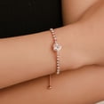 thumbnail image 2 of 1 pulsera de circón de amor de oro rosa a la moda, pulsera pequeña y fresca de imitación de marca grande, pulsera de mujer con diamantes simples, 2 of 5