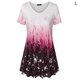 thumbnail image 1 of Camiseta de mujer Blusa informal con estampado degradado Vestido suelto con cuello en V, Rojo, L sidaley AP001902-27, 1 of 5