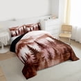 thumbnail image 3 of Homewish Natural Botanical Full Size Comforter Sets,Tropical Pine Tree Bedding Comforter Set,Brown White Bedding Sets For Adults,Microfiber Bedroom Decor Reversible,3pcs, 3 of 8