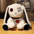 thumbnail image 4 of Peluche de conejo gótico travieso, relleno de conejo de Pascua, almohada de animal, suave conejo rosa, lindo conejo de peluche, regalo, 10 pulgadas (blanco), 4 of 4