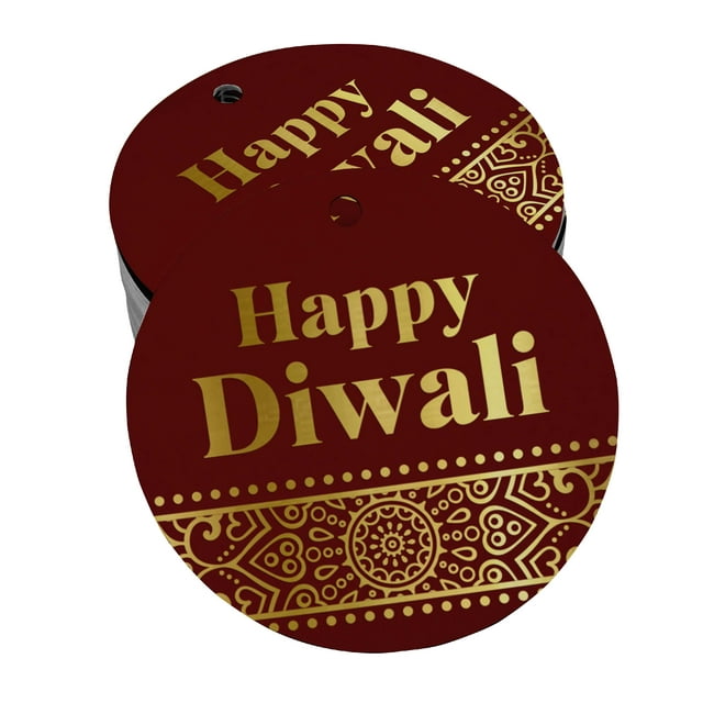 Inkdotpot Pack Of 100 Happy Diwali Favor Paper Tags Craft Real Gold Foil Hang Tags