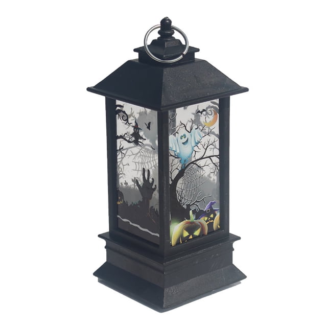 Halloween Lantern Multipurpose Decorative Lantern Battery Powered Electronic Candle Light with Ring for Home Festival Party