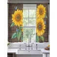 thumbnail image 2 of Vintage Sunflower Sheer Curtains for Living Room Bedroom, Yellow Floral Butterfly Farm Wood Grain Light Filtering Sheer Curtains, Rod Pocket Voile Window Drapes, 2 Panels Set 52"x 63", 2 of 7
