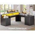 thumbnail image 4 of 66" Modern L Shaped Computer Desk with 3 Drawers and Storage Cabinet, Fluted Home Office Desk with Led Lights, Wood Executive Desk, 4 of 7