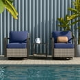 thumbnail image 2 of EAGLE PEAK Coastal Vista 3 Pieces Wicker Patio Furniture Set, Bistro Set with Outdoor Swivel Rocking Chair and Coffee Table,Blue, 2 of 9