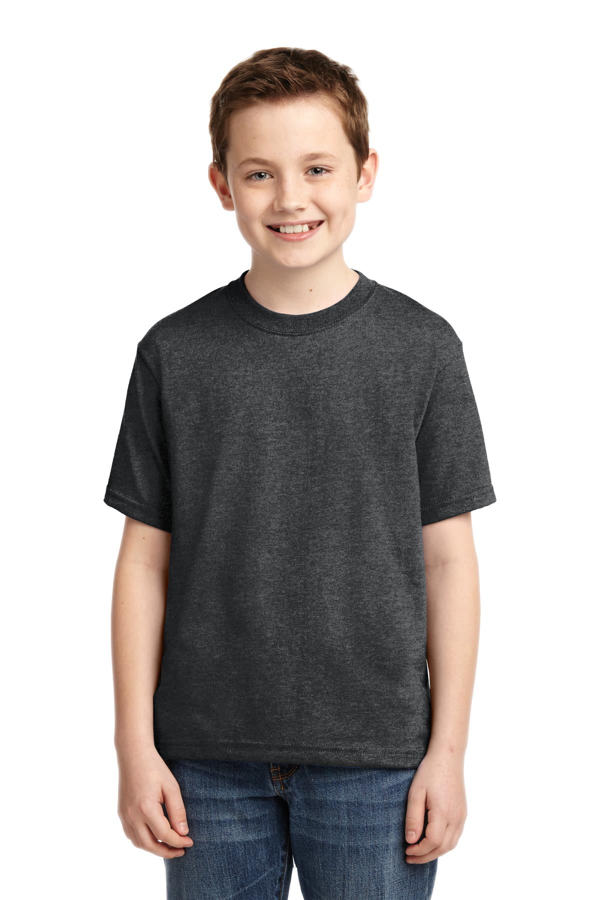 Small Jerzees Big Boys Rib Collar Tear Away Label T-Shirt Black