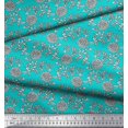 thumbnail image 3 of Soimoi Poly Georgette Fabric Leaves & Floral Block Print Fabric by Yard 42 Inch Wide, 3 of 3