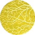 thumbnail image 1 of Ahgly Company Machine Washable Indoor Round Abstract Yellow Contemporary Area Rugs, 5' Round, 1 of 4