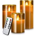 thumbnail image 1 of LED Flameless Candles, Electric Pillar Candles in Gold Glass LED Flickering Flame, Battery Operated Candles with Remote Control and Timer, 1 of 5