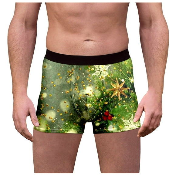Passport Underwear Briefs 2xl Long Leg Freaky Underwear Mens Underpants Athletic Brief Men's Christmas Print Breathable Green 2XL