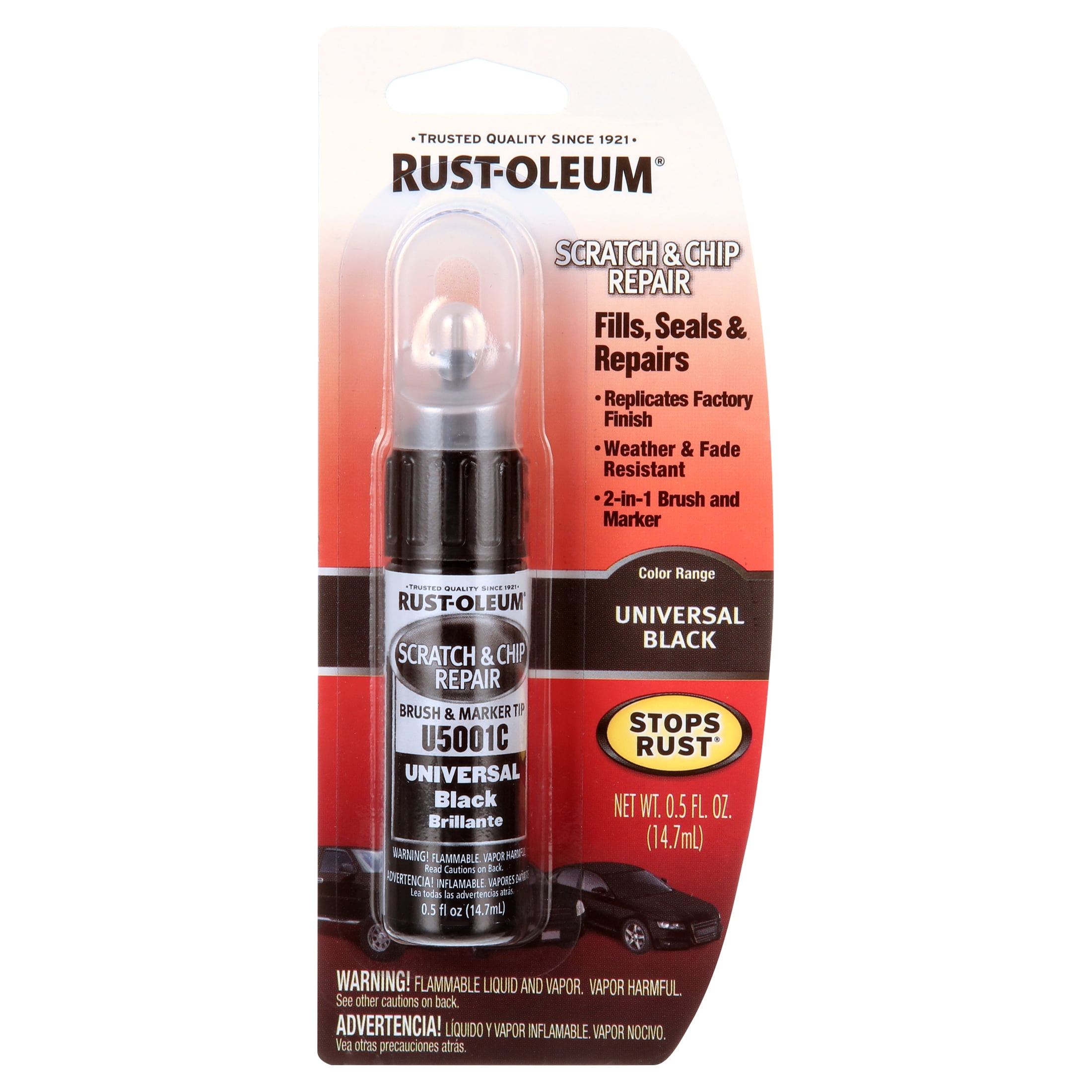 Black, Rust-Oleum Automotive Gloss Scratch & Chip Repair Marker-U5001C, 0.5 fl oz