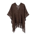 thumbnail image 5 of Women Fringe Sheer Knit Beach Cover Up Lightweight Resort Swimwear Top,Coffee,One Size, 5 of 5