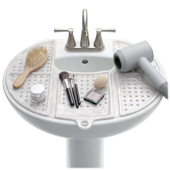 Sink Topper Cover for Bathroom Counter Spaces Organizer Makeup Mat White