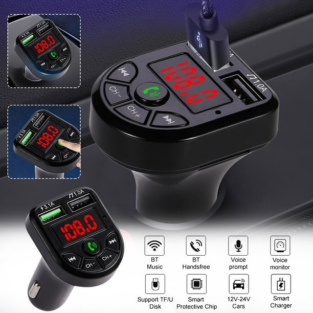 Receptor Bluetooth MP3 BTE5 para coche E5 Transmisor FM MP3 para coche Llamada manos libres Interfaz USB dual Receptor Bluetooth Carga del vehículo