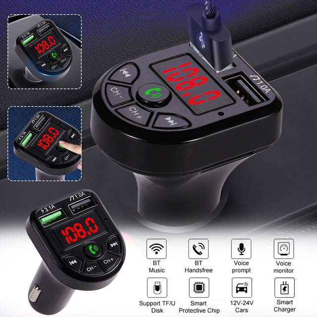 HOARBOEG Car MP3 BTE5 Bluetooth Receiver E5 Car MP3 FM Transmitter Hands Call Dual USB Interface Bluetooth Receiver Clearance Sale Holiday Gifts