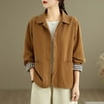 thumbnail image 2 of wdsxpo Womens Oversized Barn Jacket Button Down Notch Lapel Jackets Fall Color Block Vintage Lightweight Trench Coat with Pockets, 2 of 9