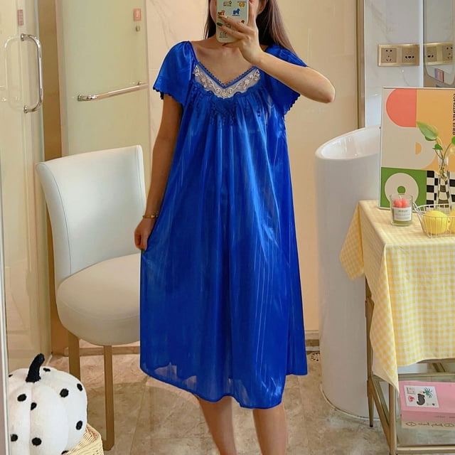 Camisón corto para mujer, lencería, ropa de dormir, pijama holgado de color liso, camisón para mujer