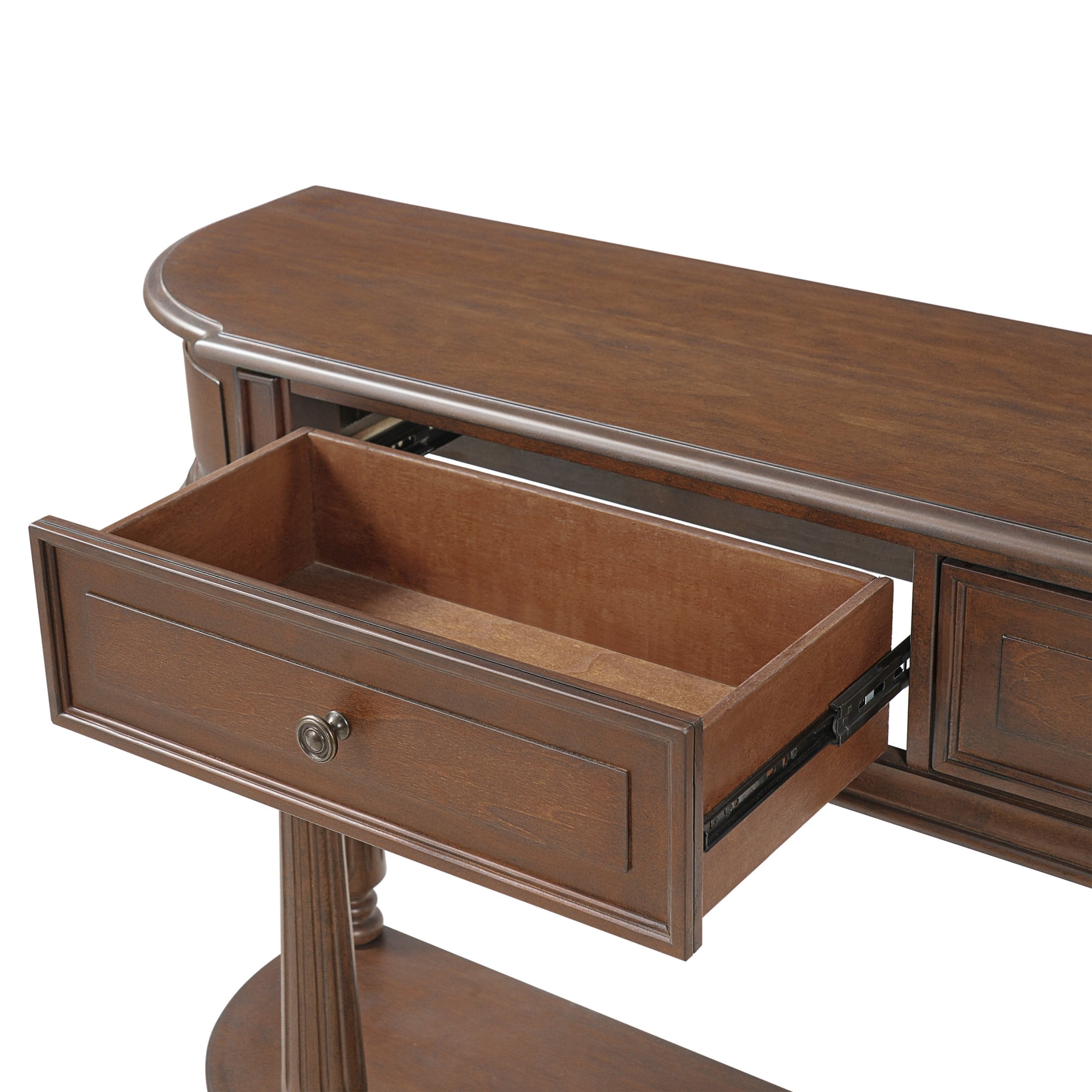 Christopher Knight Home Vintage Half Moon Wood Console Table with Drawers and Open Shelf, Walnut