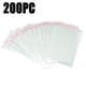 thumbnail image 1 of 200 bolsas de plástico transparentes con cierre resellable, autoadhesivas, ideales para pan, velas, jabón, galletas, tarjetas, 1 of 6