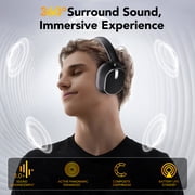 -53dB Hybrid Active Noise Cancellation Bluetooth Headphones 5.4, Transparent Modes, 50H Playtime with LED Display, Deep Bass, Clear Call, Comfort Fit Over Ear Headphones for Travel Office PC Black