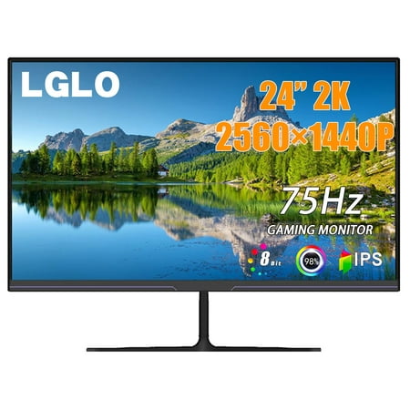 LGLO 24 inch 2K 75Hz 2560x1440 IPS Gaming Monitor with 178° Wide Viewing Angle and Built-in Speakers