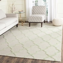 SAFAVIEH Cambridge Liam Geometric Wool Area Rug, Ivory/Light Green, 7'6" x 9'6"