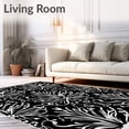 thumbnail image 2 of ODIKA 5'x7' Machine Washable Non-Slip Area Rug, Enchanted Moth Wings with Delicate Floral Accents High Traffic Rug with Pad, Black, 555375, 2 of 8