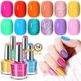 thumbnail image 1 of Set de esmaltes de uñas SAVILAND, 12 colores neón, con purpurina de verano, secado al aire, 1 of 7
