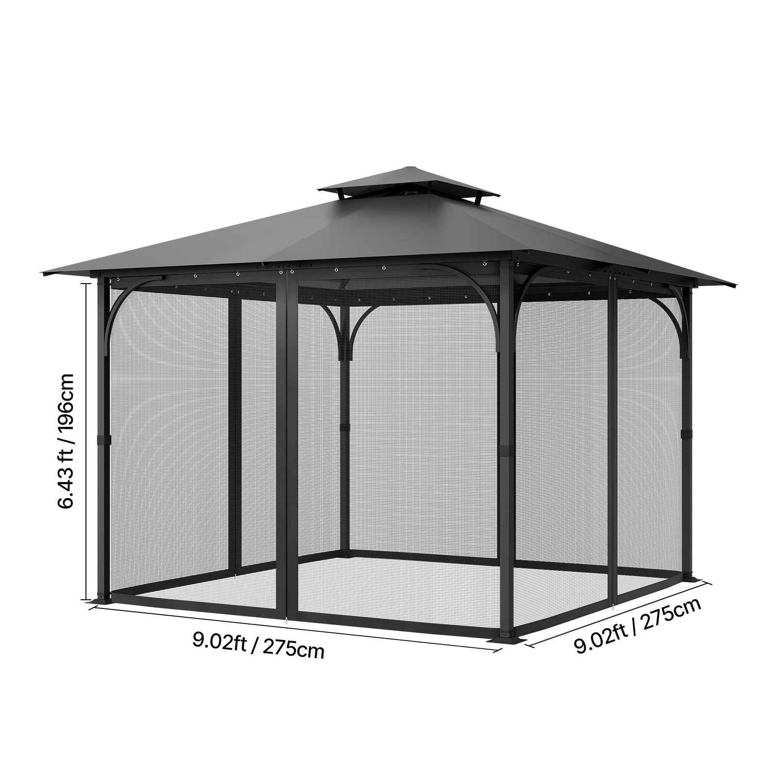 VEVOR Gazebo Netting Replacement, Fit Most 10 x 10 x 6.5 FT Gazebo Curtain, Outdoor Garden Net, 4-Panel Sidewall Mesh Net, Patio Midge Netting with Double Zipper, Canopy Screen (Netting Only)