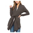 thumbnail image 1 of Leutsin Cardigan à Manches Longues Couleur Unie Ourlet Irrégulier Taille Nouée pour Femmes, 1 of 4
