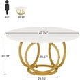 thumbnail image 5 of 47.2" Round White & Gold Dining Table | Seats 4-6 | Durable Steel Geometric Base | Scratch & Heat Resistant MDF Top | Perfect for Dining Room, Kitchen, 5 of 7