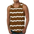 thumbnail image 2 of ZCFZJW Men's Sleeveless Weave Striped Tank Tops Big and Tall Workout Quick Dry Swim Athletic Gym Running Muscle Beach Shirts for Men Brown XL, 2 of 5