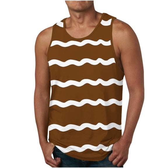 Mens Big & Tall Tank Tops Plus Size S-4X Sleeveless Crewneck Shirts Casual Stripe Printed Pullover Breathable Loungewear Athletic Workout Vests