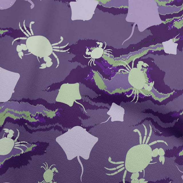 oneOone Silk Tabby Violet Fabric Sea Craft Projects Decor Fabric Printed By The Yard 42 Inch Wide