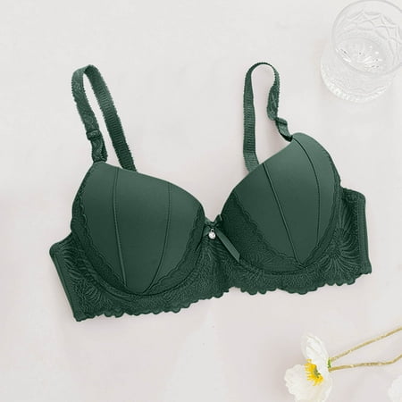 Blczomt Balconette Plus Size Bras for Women Adjustable Straps No Underwire Full Coverage Green Soft Bra