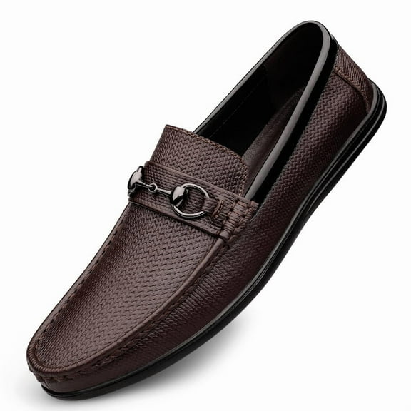Men's Casual Loafers Slip On Leather Shoes Comfortable Lightweight Driving Shoes Male Moccasins Classic Penny Loafer Flats Boat Shoes Outdoor Walking Shoes