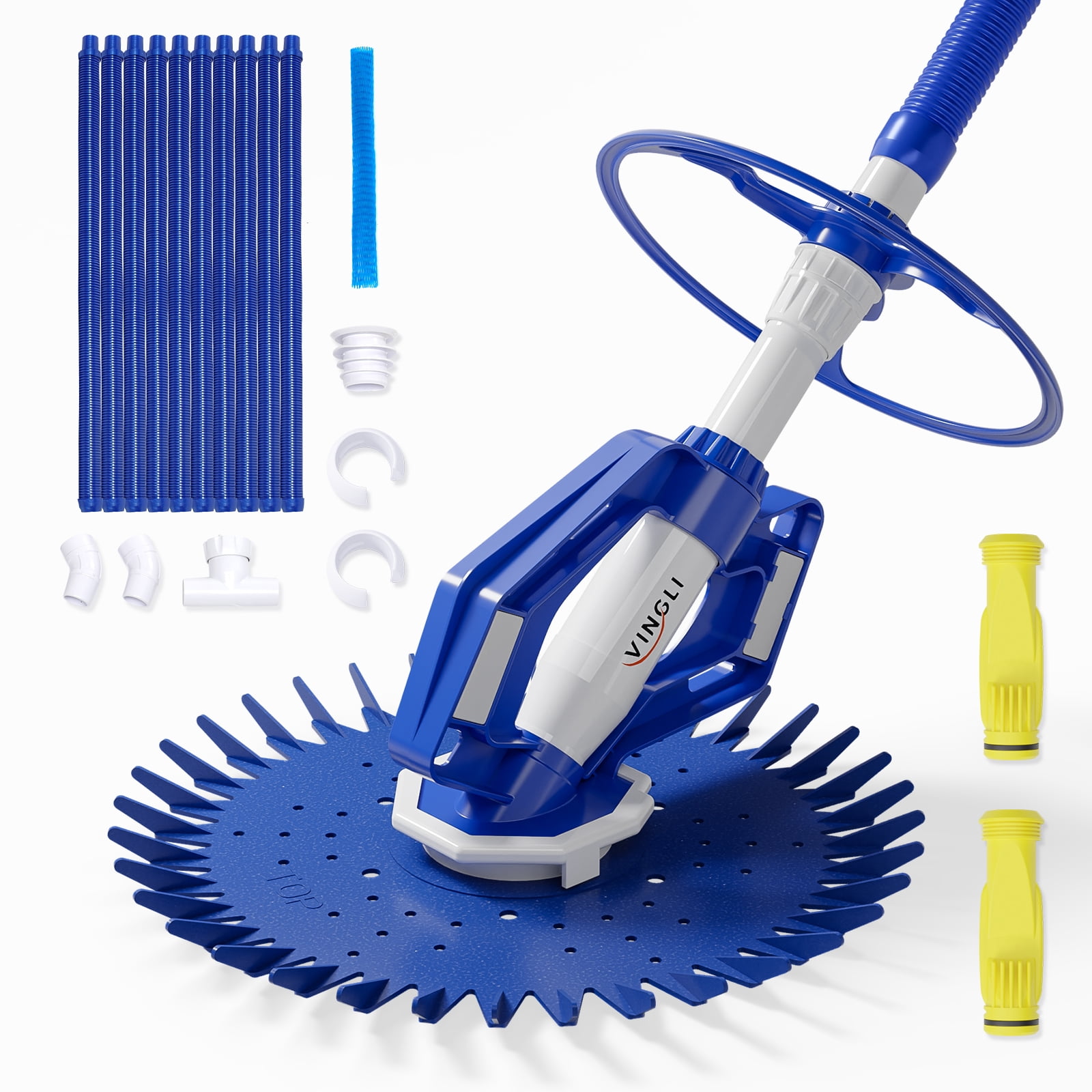 VINGLI Pool Vacuum Cleaner Automatic Sweeper Swimming Pool Creepy Crawler Vacuum with 33FT Hoses (Navy Blue&White)