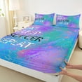 thumbnail image 3 of Castle Fairy Eat Sleep Soccer 4 Pieces Queen Sheet Sets for Children Teens Adults,Graffiti Splash Ultra Soft Flat Sheet,Gradient Blue Purple Green Queen Fitted Sheet,Breathable Home Decor, 3 of 7