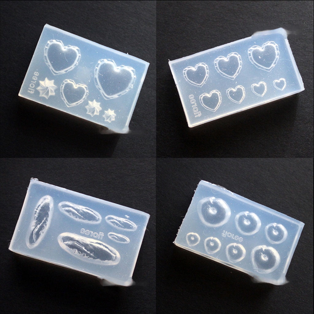 UNTERING Jewelry Making Tools 24Pcs Size Food Doughnuts Bread Silicone Mold Flower for Cat Heart Template Acrylic Gel Tools Resin Mold Jewelry