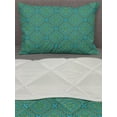 thumbnail image 3 of Oriental Comforter & Sham Bedding Set, Mandala and Paisley Like Motifs Traditional Illustration, 3 pcs Duvet Set Microfiber Filling Quilt, 5 Sizes, Teal and Multicolor, by Ambesonne, 3 of 4