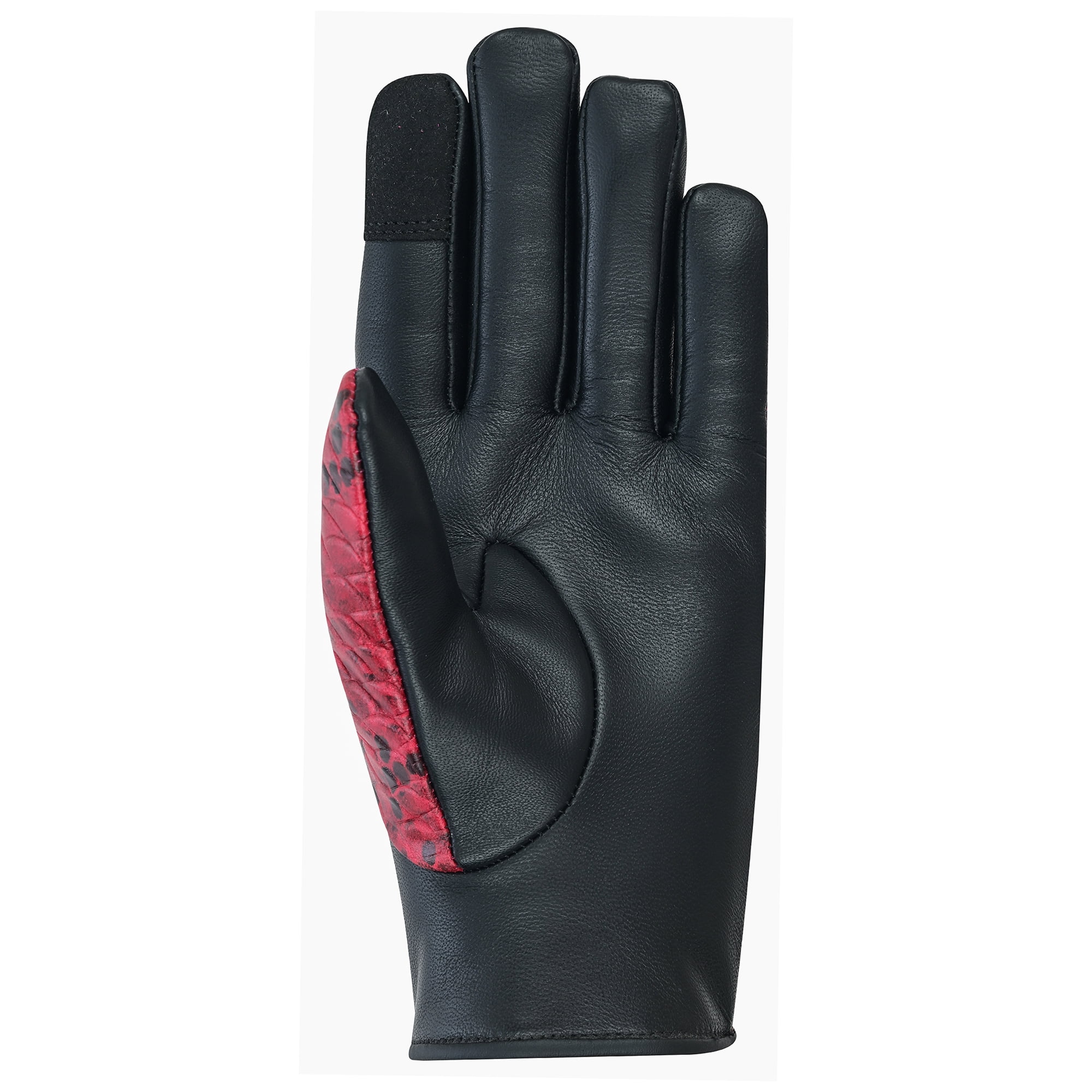 Women's Python Snake Embossed Leather Motorcycle Dress Gloves Full Finger Biker Riding Ladies Gloves Burgundy-M
