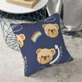thumbnail image 6 of Square Throw Pillow Covers with Core, Cute Rainbow Bear Print Pillows for Sofa Beds, 16 x 16 inches Blue, 6 of 9