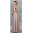 thumbnail image 2 of Womens Mauve Formal Wedding Embroidered Long V-Neck Sleeveless A-Line Plus Size Dress, 2 of 5