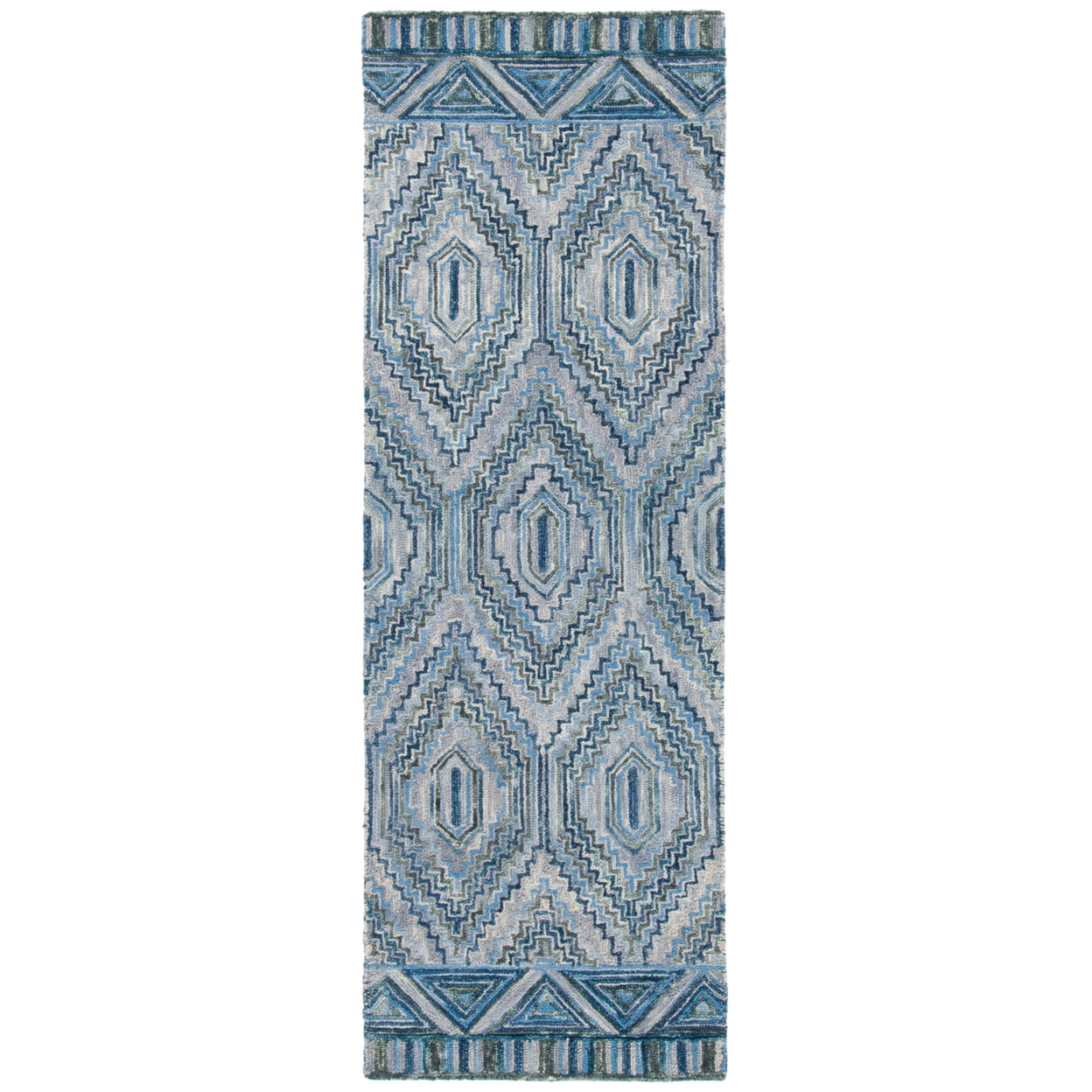 SAFAVIEH Aspen Eglantine Geometric Diamonds Wool Area Rug, Grey/Blue, 5' x 8'