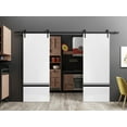 thumbnail image 3 of Sturdy Double Barn Door 48 x 96 inches with | Planum 0012 White Silk with Frosted Glass | 13FT Rail Hangers Heavy Set | Solid Panel Interior Doors, 3 of 6