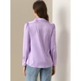 thumbnail image 4 of DARING DIVA Turn Down Collar Puff Sleeve Work Shirt M Light Purple, 4 of 6